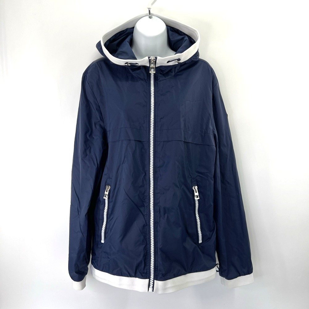 Guess Windbreaker Jacket Mens Sz M Womens L Navy White Nautical Travel